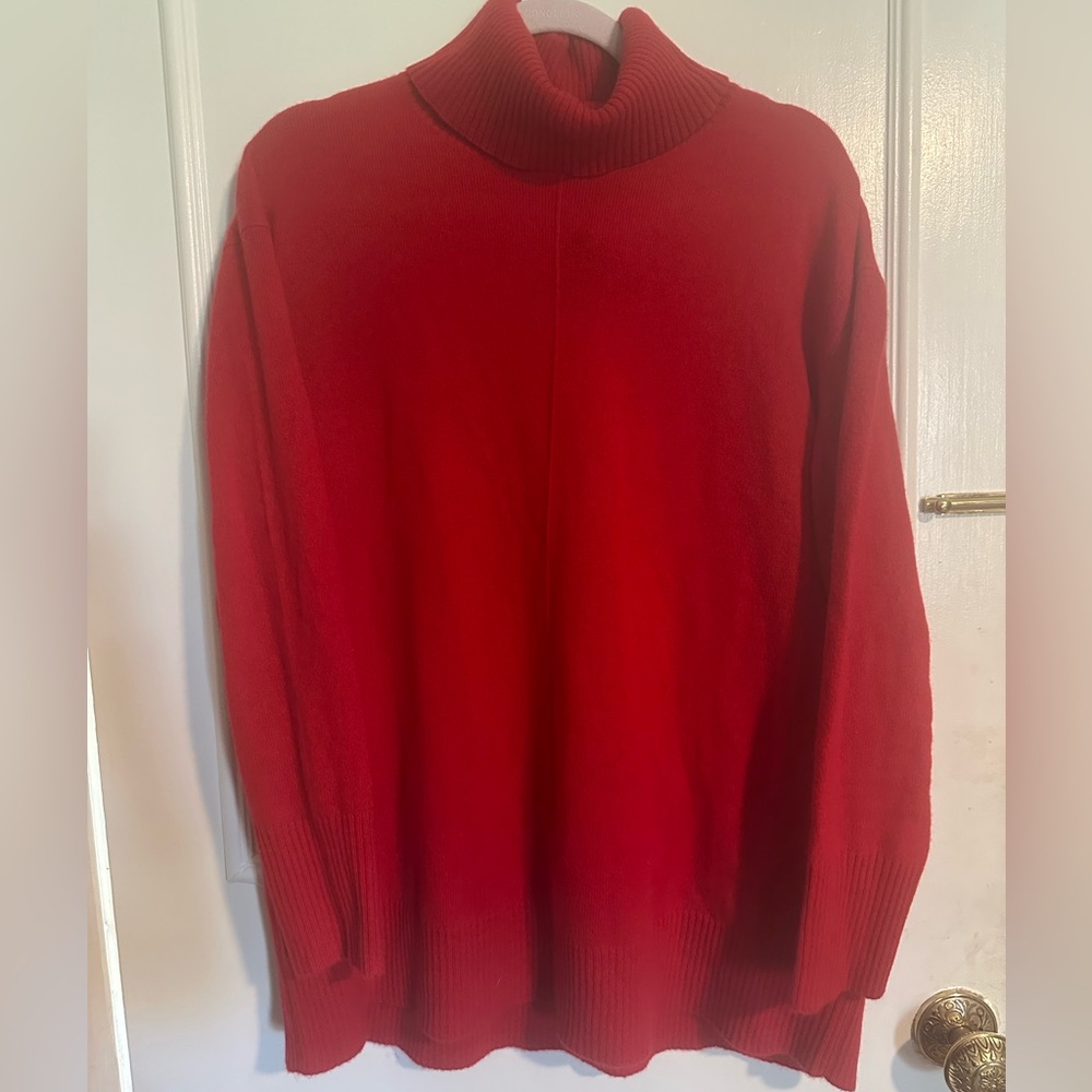 NWT CHARTER CLUB Size 1X 100% Cashmere Turtleneck Sweater Calypso Red